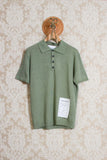 Maglia polo in lino da uomo color military green di amaranto